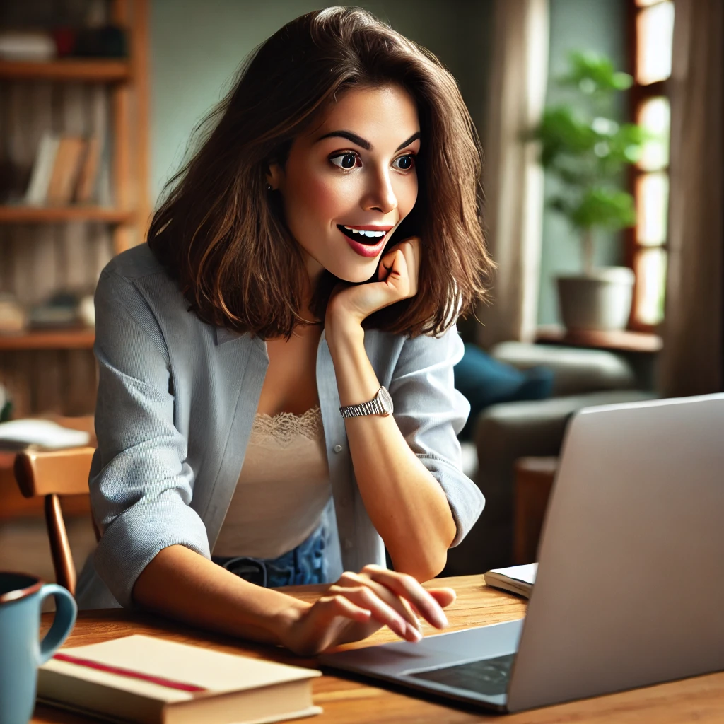 DALLE_2024-10-20_19_31_47_-_A_woman_dressed_in_casual_clothing_sits_at_a_desk_looking_at_a_laptop_with_enthusiasm_and_determination_on_her_face__Her_expression_shows_eagerness_a.webp